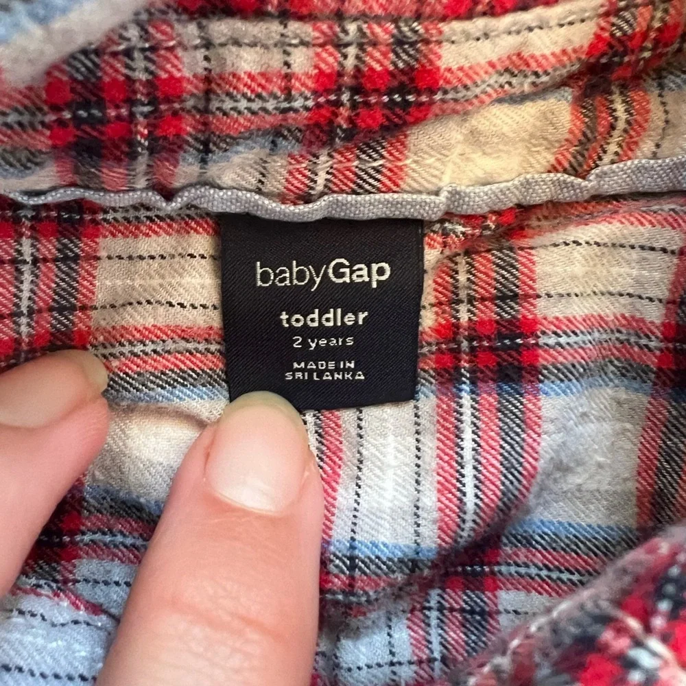 GAP Kids Red and White Plaid Button Down Shirt